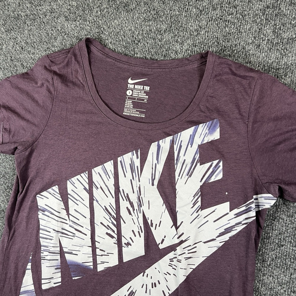 Nike Women's The Nike Tee Purple Tri-Blend T-Shirt Small‎ Logo Graphic READ